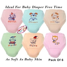 MOM CARE Baby Cotton Panties Girls Boys Unisex V Shape with Elastic Soft Cotton for Baby Care Multi Colored(Combo Pack of 6), Multicolour, 12-18 M