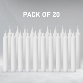 AuraDecor Pack of 20 Stick Wax Candles, White Candles || Especially Meant for Healing, Chakras, Ritual Candles, Decoration, Lighting, Home Decor || Burning Time 2.5 Hours Each