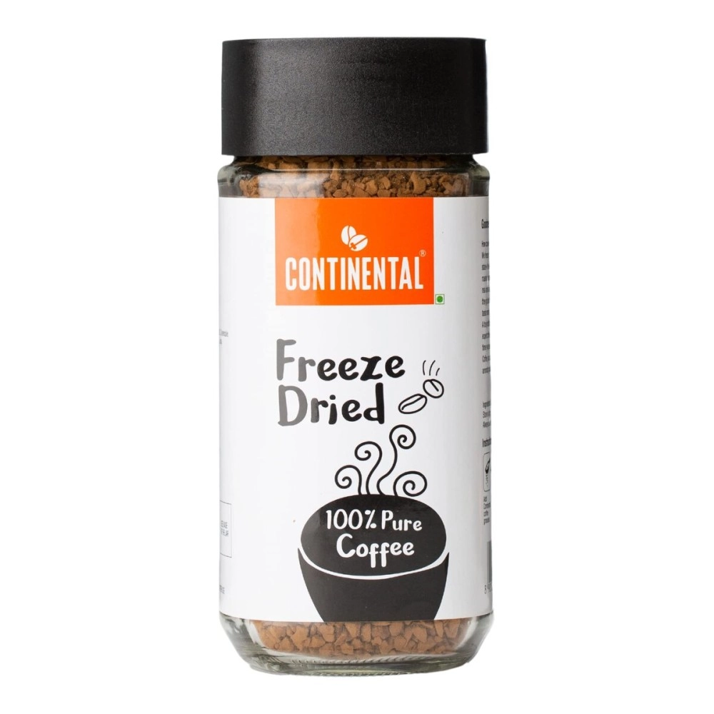 Continental Freeze Dried Coffee Powder | Black Coee | Cold Coffee | Smoothest Coffee | Aroma Locked Coffee Crystals | 100g Jar | 100% Pure Coffee Powder | 100% Finest Dark Roasted Arabica Coffee |