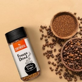 Continental Freeze Dried Coffee Powder | Black Coee | Cold Coffee | Smoothest Coffee | Aroma Locked Coffee Crystals | 100g Jar | 100% Pure Coffee Powder | 100% Finest Dark Roasted Arabica Coffee |