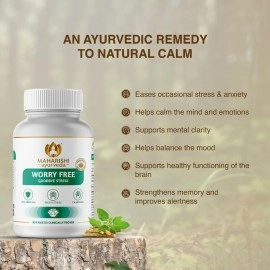 Maharishi Ayurveda Worry Free Ayurvedic Medicine Helps keeps the mind and body calm and relaxed Non Addictive 60 Tablets x Pack of 1