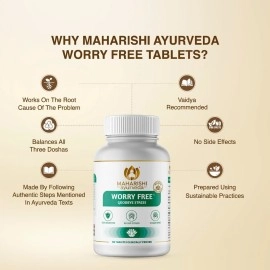 Maharishi Ayurveda Worry Free Ayurvedic Medicine Helps keeps the mind and body calm and relaxed Non Addictive 60 Tablets x Pack of 1