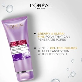 LOral Paris L\'Oreal Revitalift Gel Cleanser, Gentle Cleansing and Hydration, With Hyaluronic Acid, 100 ml