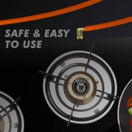 Quinze Brass Polished Revolving LPG Gas Stove Back Nozzle - Suitable for All Gas Stoves (Multicolour)