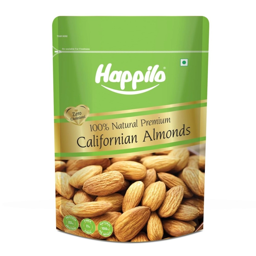 Happilo Premium 100% Pure California Almonds 1kg|Premium Badam Giri|High in Fiber|Whole Natural Badam|Rich in Protein|Magnesium|Phosphorus|Dietary Fibre| Zero Cholesterol