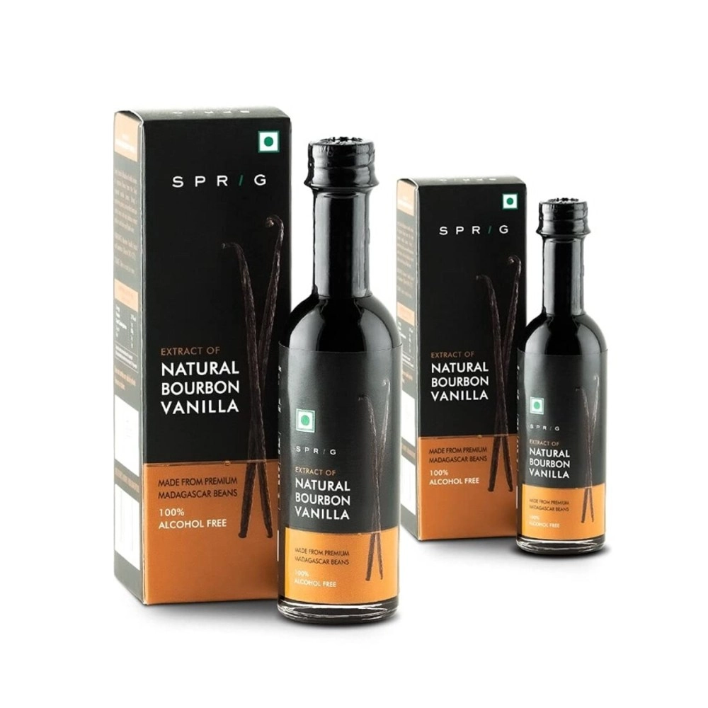 S P R I G Extract Of Natural Bourbon Vanilla | Natural Vanilla Extract | Better Than Chemical Vanilla Essence | 50 Ml (Pack Of 2)