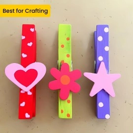 IEIDidactics VibhutiCrafts Multicolour Wooden Pegs, 1 inch, Pack of 40 - Small Mini Pegs for Art and Craft, Photo Hanging, DIY Decoration - Colorful Kids Craft (Extra Small)