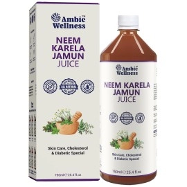 Ambic Wellness Neem Karela Jamun Juice for Diabetes - 750ml, Ayurvedic Diabetic Care Juice, Helps Maintain Healthy Sugar Levels, Immunity Booster Juice for Skin Care & Natural Detox, No Added Sugar