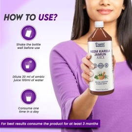 Ambic Wellness Neem Karela Jamun Juice for Diabetes - 750ml, Ayurvedic Diabetic Care Juice, Helps Maintain Healthy Sugar Levels, Immunity Booster Juice for Skin Care & Natural Detox, No Added Sugar