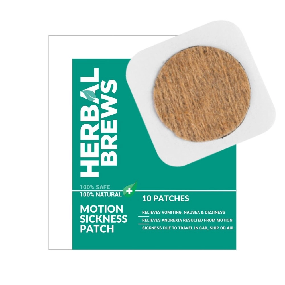 Herbal Brews - Motion Sickness Patch for Kids & Adults(10 Patches) 100% Safe & Natural to Relieve Travel Sickness, Dizziness, Nausea, Vomiting | WORKS INSTANTLY & LONG-LASTING | NO SIDE EFFECTS