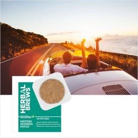 Herbal Brews - Motion Sickness Patch for Kids & Adults(10 Patches) 100% Safe & Natural to Relieve Travel Sickness, Dizziness, Nausea, Vomiting | WORKS INSTANTLY & LONG-LASTING | NO SIDE EFFECTS