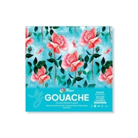 Zen Sangam Express your Mind - Square Gouache Glued Watercolor Sketch Paper Pad - 300 Gsm - Cold Pressed - 24 Sheets - Rough Grain Surface - Size (10.5Cm X 10.5Cm) - Gouache Book