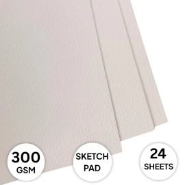 Zen Sangam Express your Mind - Square Gouache Glued Watercolor Sketch Paper Pad - 300 Gsm - Cold Pressed - 24 Sheets - Rough Grain Surface - Size (10.5Cm X 10.5Cm) - Gouache Book