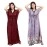 G4Girl Women\'s Silk Geometric Print Maxi Kaftan Night Gown (Pack of 2), maroon-grey, Free Size