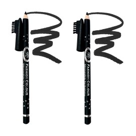 Fashion Colour Glimmerstick for Eyebrow 1.3g | Long Lasting Eyebrow Pencil | Soft Textured Natural Daily Look Eyebrow Makeup. Pack of 2 (Black), BK+BK