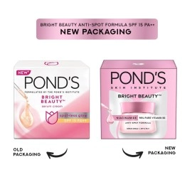 Pond\'s Bright Beauty Anti-Spot Serum Cream with Niacinamide and SPF 15 PA++ Fades Dark Spots and Reveals Bright Skin, 50g