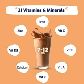 Gritzo SuperMilk Overall Growth (7-12y Girls), 9g Protein Powder (Double Chocolate, 400g) | Zero Refined Sugar, 21 Vitamins & Minerals