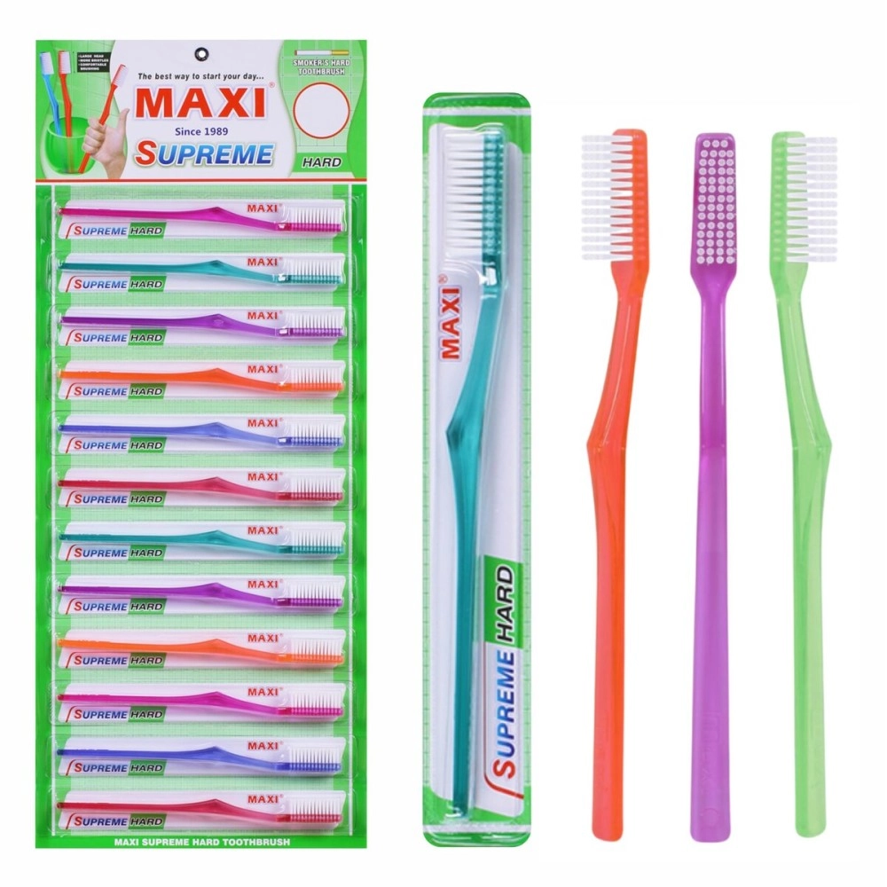 MAXI Supreme Hard Bristles Toothbrush (Pack of 12)