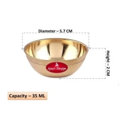 Ajay\'s Shoppe Brass Diya,Round Puja Katori (Small Size - 30ml) Set of 2