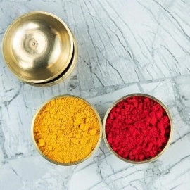 Ajay\'s Shoppe Brass Diya,Round Puja Katori (Small Size - 30ml) Set of 2