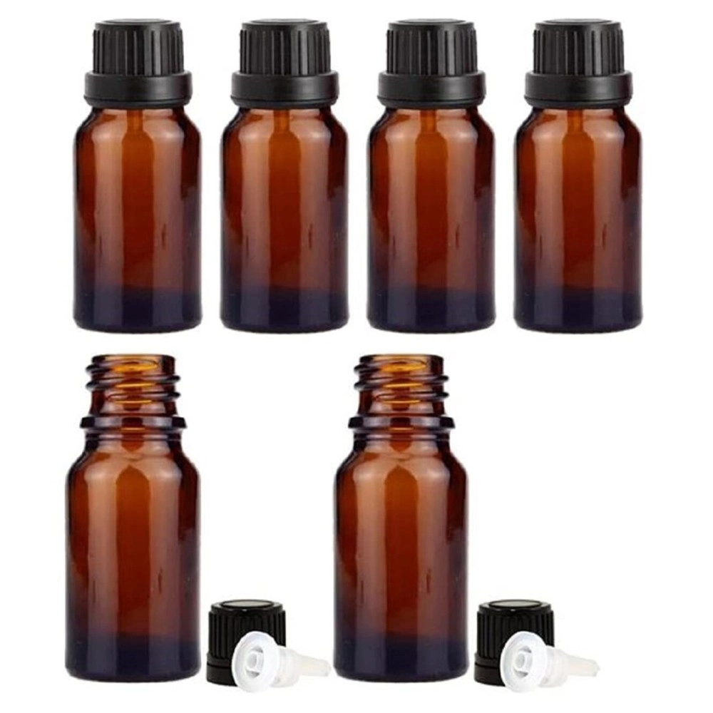 Mkd2 Rise Amber glass bottles with dropper / amber glass bottles 30ml with leak proof euro dropper and Black Cap. Best and Suitable to Store Essential Oils, Fragrances Homeopathy & Medicine (Set of 6)