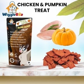 WiggleBoo Chicken & Pumpkin Sugar Glider Treat | Travel Pack | Protein Rich | Natural Detoxifier | 100% Natural Crunchy Food Snack | 30g