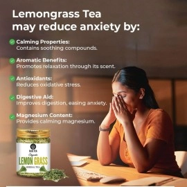 BLUE TEA - Lemongrass Tea - 100g -100 Cups || BOOST METABOLISM || Detox Tea - Flower Based - Herbal Tea - Caffeine Free - Gluten Free - Zero Sugar | Pet Jar Packaging