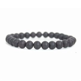 anciently Unisex 100% Natural Unpolished Karungali Bracelets Original | Karungali Kattai Bracelet 8mm - Natural Black Ebony Wood 8mm Bead Size, 1 Piece