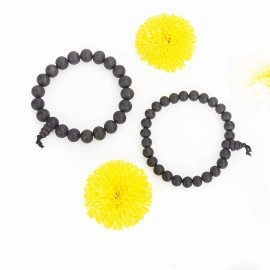 anciently Unisex 100% Natural Unpolished Karungali Bracelets Original | Karungali Kattai Bracelet 8mm - Natural Black Ebony Wood 8mm Bead Size, 1 Piece