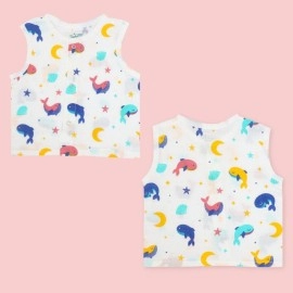 A toddler thing - Organic Cotton Muslin Button Jabla|Assorted Pack Of 5|Stylish & Comfortable Jabala|For Boys & Girls|Sleeveless Regular Fit Vest|Baby Products, white,Red,Blue,Green,yellow,violet