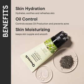 QUENCH BOTANICS Oil Control Moisturizer with Chia Seeds Omega 3 | Fast Absorbing & Non-Greasy Lightweight Cream for Oily Skin with Relaxing Roller Ball Applicator | Made in Korea (75ml)
