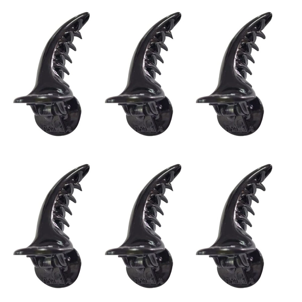 FOK 6 Pcs Medium Size Stylish Banana Shape Hair Clutchers/Claws For Girls & Women (Black)