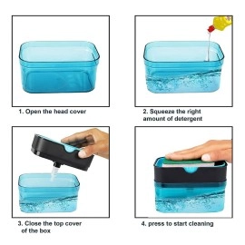 KBS 2 in 1 Soap Dispenser for Bathroom Accessories Dishwasher Liquid Holder Liquid Dispenser Pump 400 ML with Sponge Holder Kitchen Sink Accessories Items (Black)