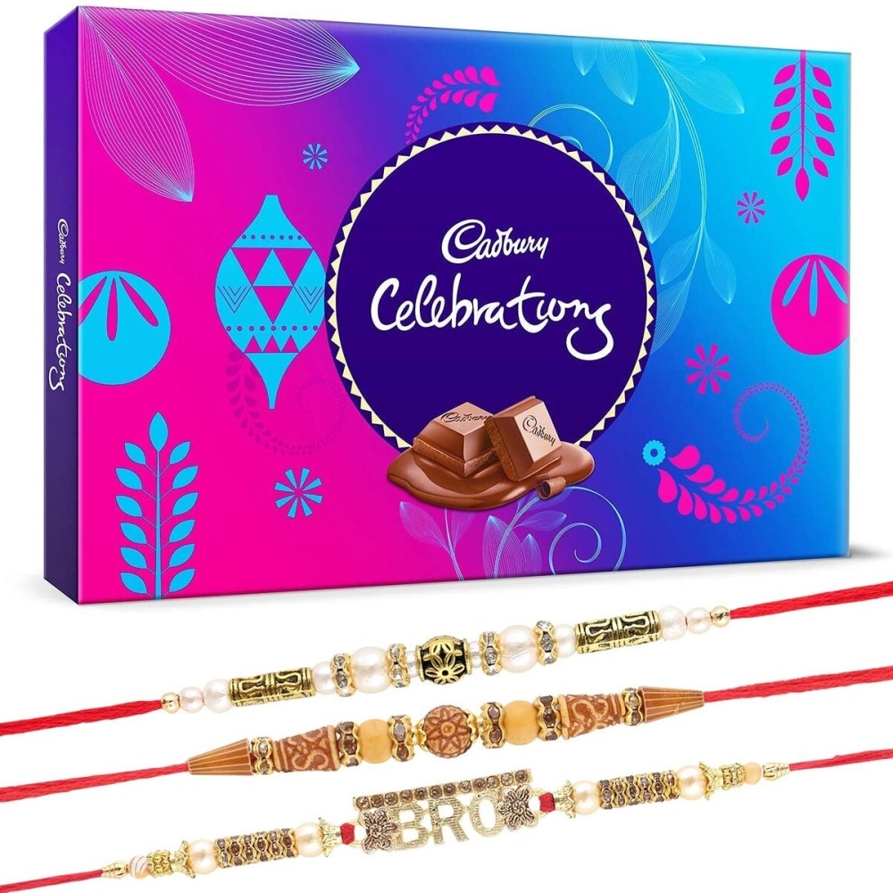 Astonished Retail Cadbury Celebration Pack with Set of 3 Rakhi - 027