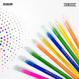 TOTEM Delux Ball | 40 Blue Ink Pen | Lightweight & Colourful Body Design | Use and Throw Pen | For One Time Use | Ideal for School Office & Business | Budget Friendly Stick Ball Point Pen