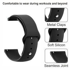 Prolet Soft Silicone Watch Band Strap & Rust Free Button Compatible With (ONLY 20mm Lugs Size) Amazfit GTS 2 Mini, Amazfit Bip,Amazfit GTS, Samsung Galaxy Watch 4/ Watch 5-(Black)