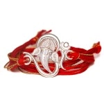 Milan Jewellers 99.5% Fine Silver OM Design rakhi for brother with Kumkum Chawal (Pack of 1), Adjustable, Metal, no gemstone