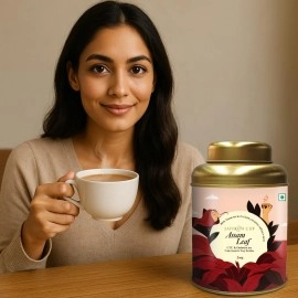 Saffron Cup Assam Leaf CTC Leaf Tea - 200g | Robust & Full-Bodied Blend for Authentic Milk Chai | Rich Aroma, Strong Flavor & Premium Freshness (Airtight Double-Lid Tin)