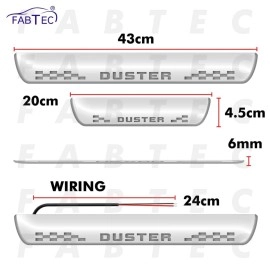 FABTEC Car Door Foot Step Sill Plate with Mirror Finish LED Compatible with Renault Duster (Set of 4pc, Blue)(6 Month Warranty)