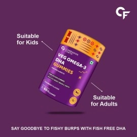 Carbamide Forte Veg Omega 3 250mg - Gummies for Men, Women & Kids with Veg DHA | No Fish oil Used - 60 Veg Gummies