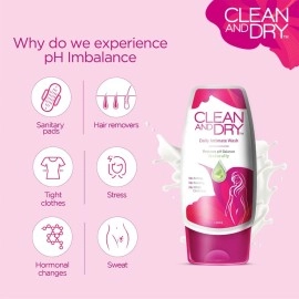 Clean & Dry and Intimate Hygiene Wash Prevents Itching, Irritation ness Protects from Bacterial Infection No Paraben SLS Natural PH Balance Suitable for All Skin Types (190 ml)
