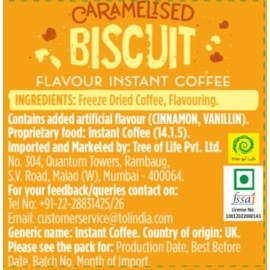 Beanies The Flavour Co | Instant Flavored Coffee | Caramelized Biscuit | Low Calorie, Sugar Free | 50 g| Pack of 1