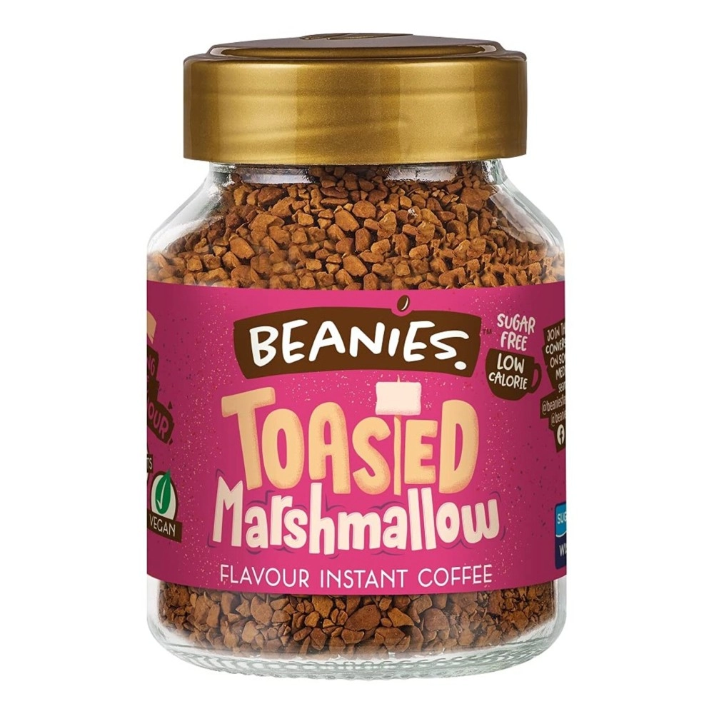 Beanies The Flavour Co Instant Coffee - Toasted Marshmallow, 50g |Low Calorie, Sugar Free|