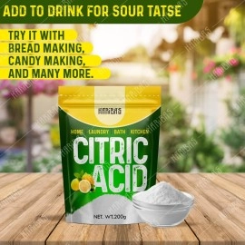 HARIBAS Citric Acid Powder 200gm | Multifunctional Nimbusat | Food Grade | Citric Acid For Cleaning, Bath and Kitchen