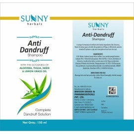 Sunny Anti Dandruff Herbal Shampoo With Neem, Lemongrass Oil & Thuja | Fights Dandruff, Hydrates Scalp & Strengthens Hair Roots | Antibacterial & Antifungal Properties | For Men and Women (150 ml*2)