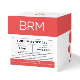 BRM Chemicals Sodium Benzoate - 200 G For Soap Making, Shampoo, Cosmetics, Moisturizer, Lotion Making, Domestic Use & Diy Personal Care For Face, Hair, Skin & Body (Pack Of 1)