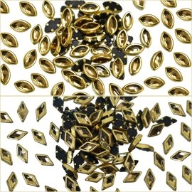 Embroiderymaterial Flat Back Glue On Kundan Stone/Rhinestones Beads for Craft, Jewellery Making, Embroidery, Embellishment, Toran Making (10 Styles-Gold and Silver Color, 500 Pieces)