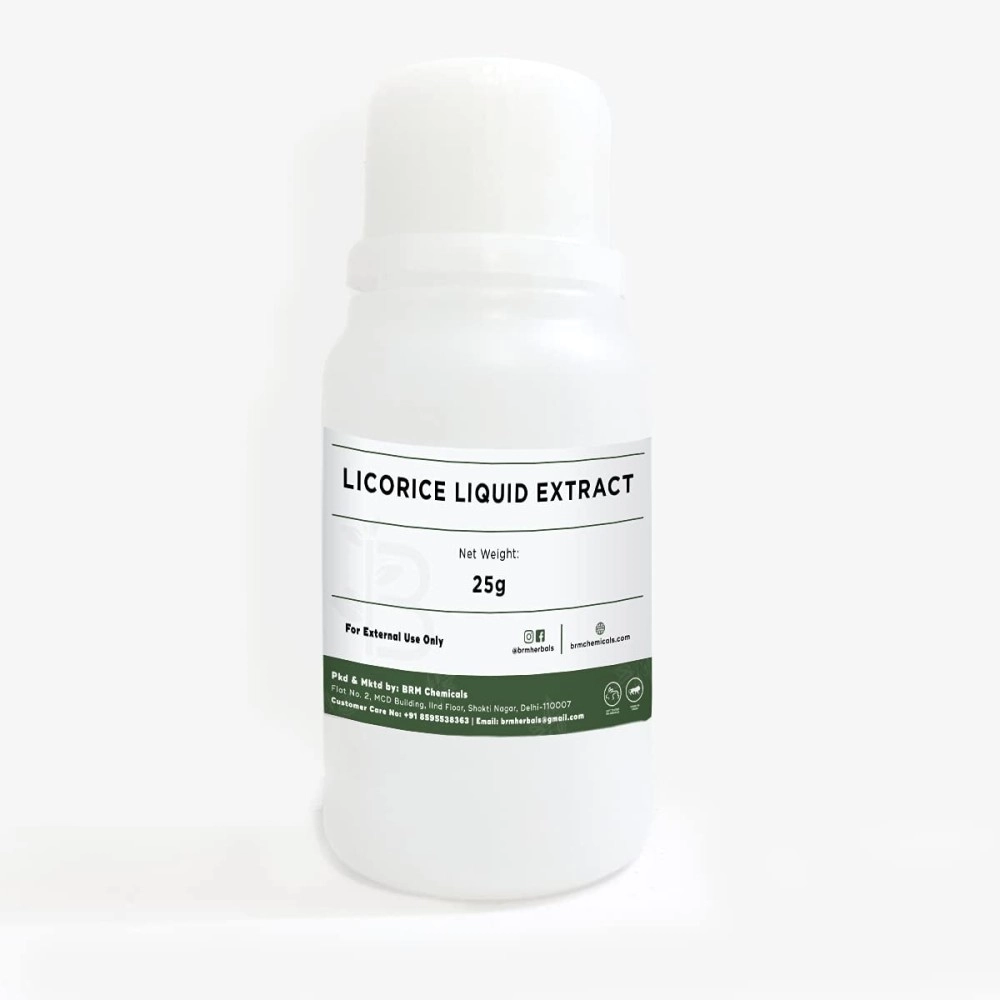 BRM Herbals Licorice Liquid Extract - Water Soluble - 25 Grams For Soap Making, Shampoo, Cosmetics, Lotions, Creams, Face Wash, Serum Making & Diy Personal Care For Face, Hair, Skin & Body