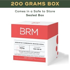 BRM Chemicals Sodium Bi Carbonate (Baking Soda) - 200 Grams For Soap Making, Shampoo, Cosmetics, Moisturizer, Lotion Making, Domestic Use & Diy Personal Care For Face, Hair, Skin & Body (Pack Of 1)