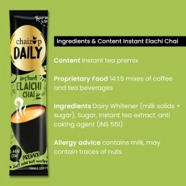 Chaizup Daily 1 Min Chai - Cardamom Flavour - 14gm x 30 sachet, Elaichi Tea, Easy to Make Instant Tea, Home Like Tea, Aromatic and Flavoured, (Cardamom, 420 gm)